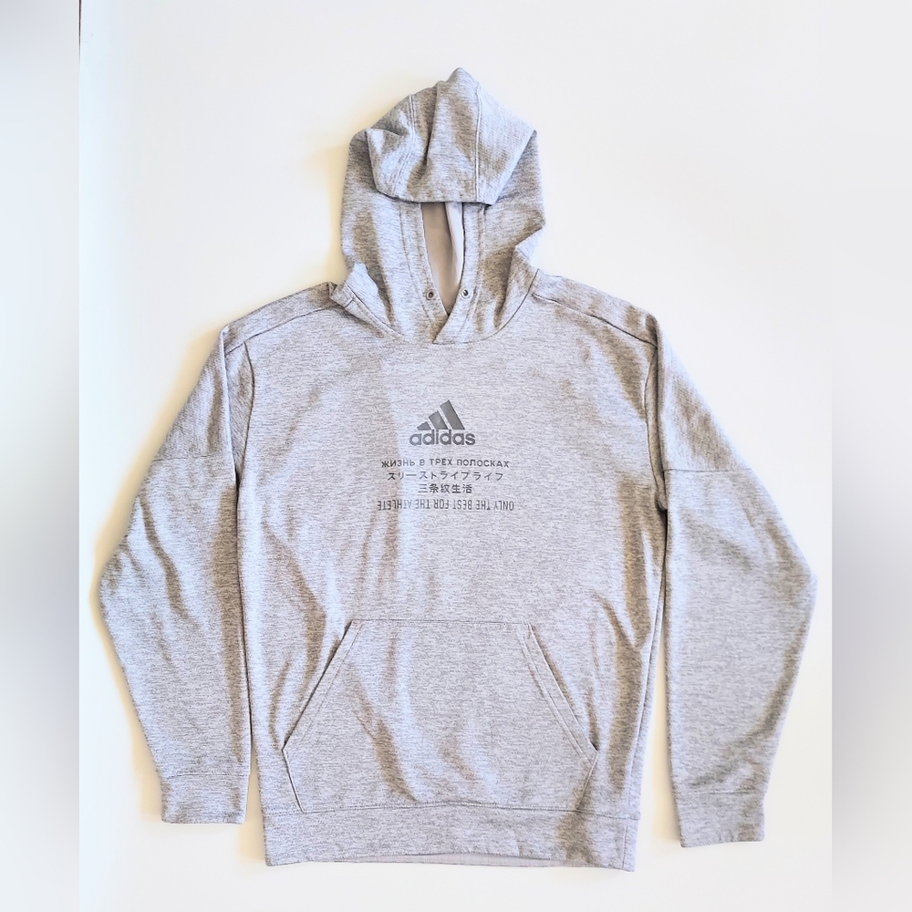 Adidas Climawarm Graphics Logo Hoodie Gray Mens Size Medium